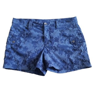 Eddie Bauer Women’s Blue Nylon Spandex Patterned Lightweight Cargo Shorts Sz. 10